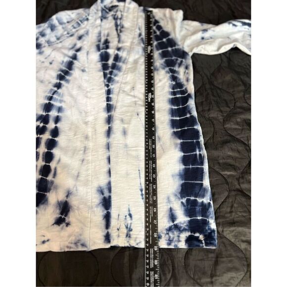 Spirit Jersey Sweater Womens Medium White Blue Cardigan Tie Dye Open Front NWOT - Picture 6 of 8
